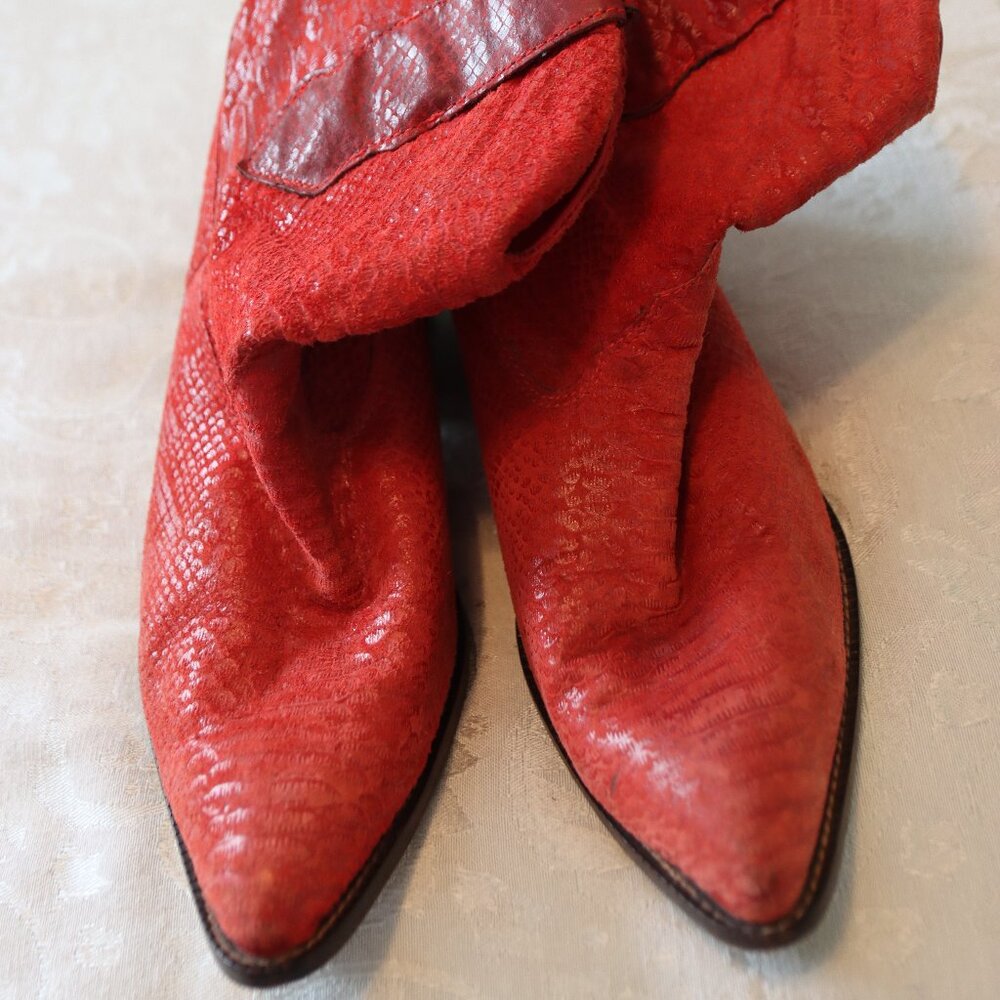 90s Zodiac Red Ankle Boots
